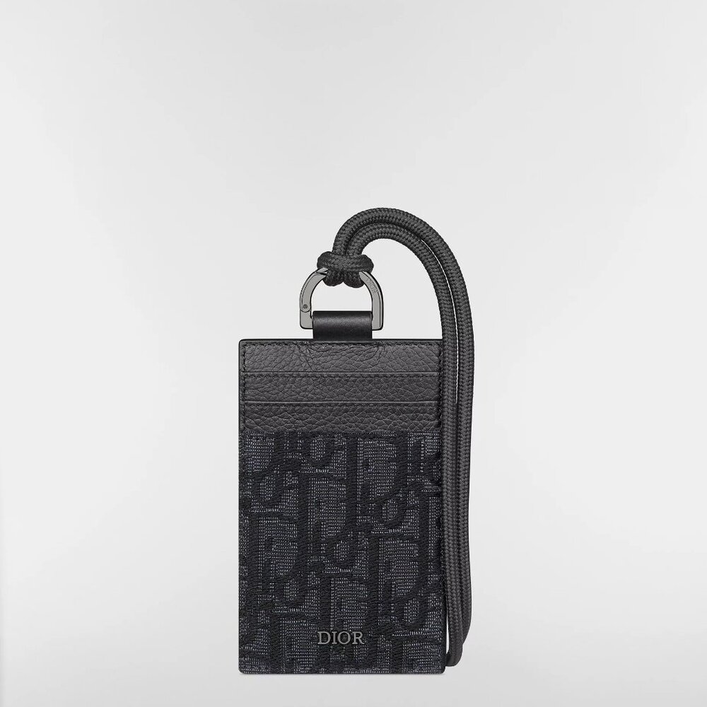 Dior Vertical Card Holder (lanyard) Black Dior Oblique Jacquard